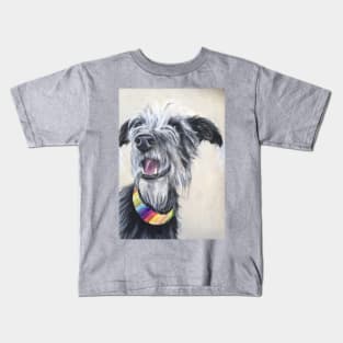 Scruffy Lurcher rainbow collar Kids T-Shirt